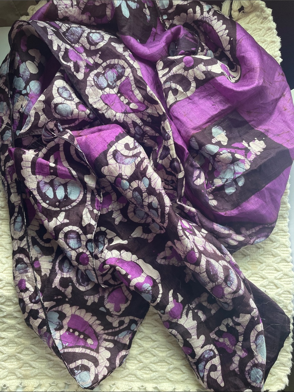 VTG HAND DYED BATIK SILK SCARF